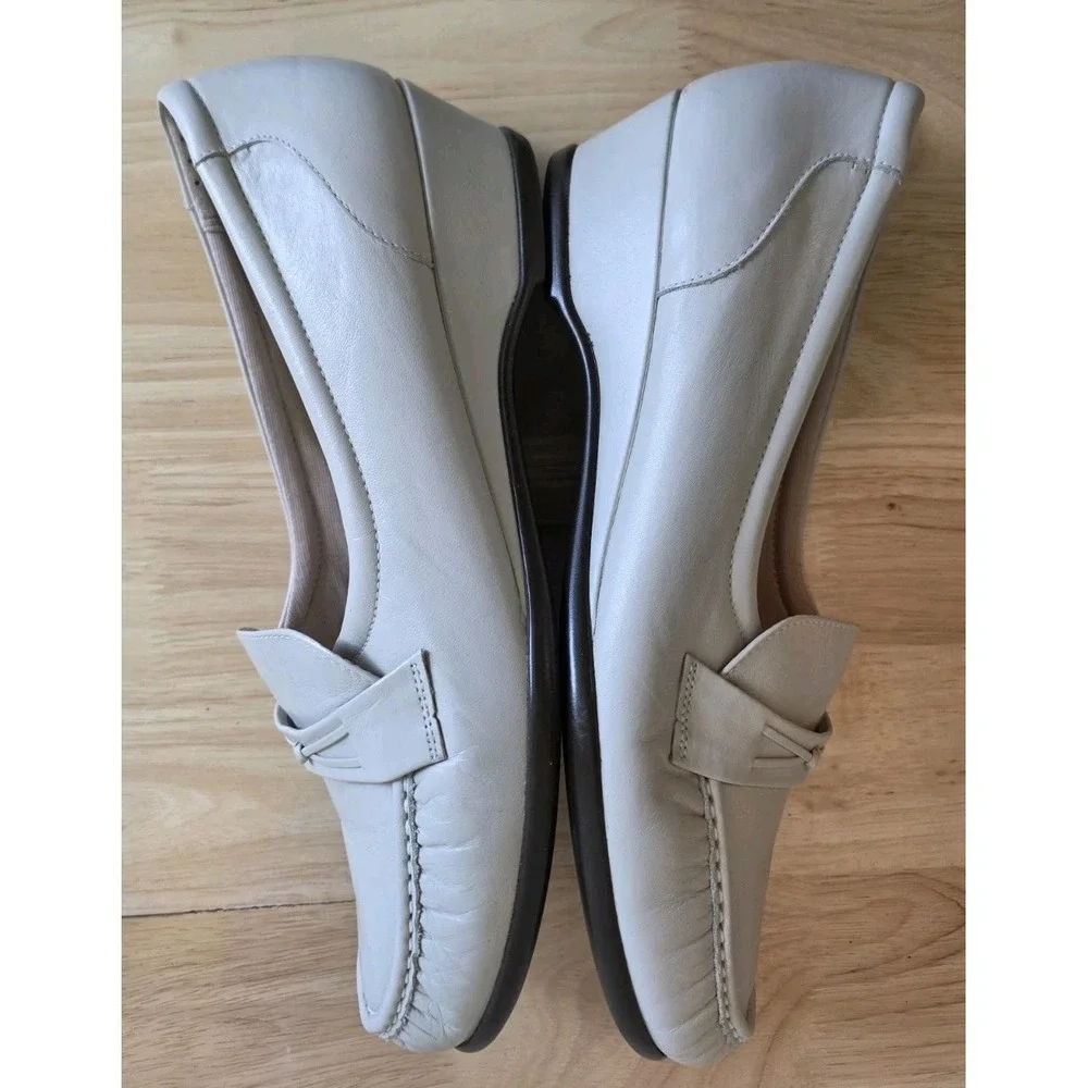 SAS Womens Tripad Comfort Bone White Leather Wedge Loafers Shoes Size 11‎ W L8